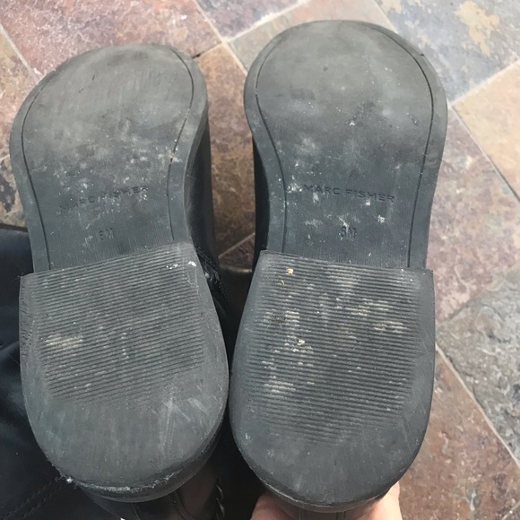 MARC FISHER Black leather chain spur riding boots - Picture 3 of 8